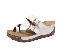 Dasongff Keilsandalen für Damen, Flip-Flops, bequem, offener Zehenbereich, Hausschuhe, Damen, Sommer, rutschfest, Plateauschuhe, orthopädisch, Sport- und Outdoor-Sandalen, weiß, 43 EU