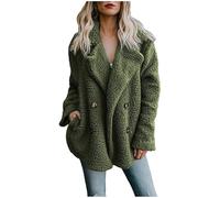Dasongff Sherpa-Jacke für Damen, Mantel, Teddy-Fleece, warm, Winter, Reißverschluss, weich, bequem, Taschen, Sweatshirt, Reißverschluss, einfarbig, leicht, Jugendliche, Mädchen, B. Grün., 46