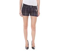 DATCH Karo-Shorts Blau-Schwarz mit Gürtel - Größe: 33