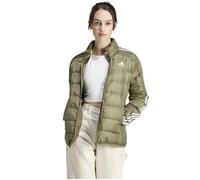 Daunenjacke ADIDAS SPORTSWEAR "W ESS 3S L D J", Damen, Gr. XS, grün (olive strata), Obermaterial: 100% Polyester. Wattierung: 80% Entendaune, 20% Federn, bestickt, Jacken Daunenjacke, mit 3-Streifen S
