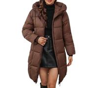 Daunenjacke Damen Leicht Langwinterjacke Leichtgewicht Wintermantel Warm Jacken mit Kapuze Zip Up Frauenmantel Outdoor Puffer Jacke S Coffee