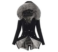 Daunenjacke Damen,Parka Damen Lang Mantel Gefüttert Winterjacke Wintermantel Mit Abnehmbar Kapuze Und Taschen Warm Winterparka,Winterjacke Damen Rosa,Damenjacken Winter,F Black,L