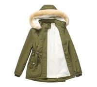 Daunenjacke Damen,Parka Damen Lang Mantel Gefüttert Winterjacke Wintermantel Mit Abnehmbar Kapuze Und Taschen Warm Winterparka,Sehr Warme Winterjacke Damen,Winter Jacken Damen,E Army Green,Xl