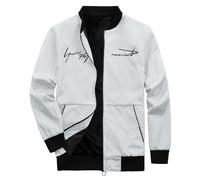Daunenjacke Herren Winter,Herrenjacke Frühling und Lässige dünne Strickjacke mit Reißverschluss Stehkragen Stickerei Große Größe Jacke