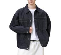 Daunenjacke Herren Winter,Lässige Jeansjacke für Herren mit DoppeltaschenDesign SelvedgeWorkwearStil schmale Passform leicht bequem Herbst/Wintermode