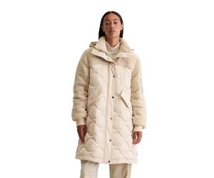 Daunenjacke MARC O'POLO "mit lässigen Teddyplüsch-Details", Damen, Gr. 38, light oat, Obermaterial: 100% Polyester. Füllung: 70% Daune, 30% Feder, unifarben, loose fit, Strickbündchen, Jacken Daunenja