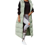 Daunenjacke ohne Ärmel, für Damen, lang, dick, Fleece, Winter, warm, Weste für Damen, lange Steppjacke, wendbar, Sherpa, Hoodie, Reißverschluss, Waistcoat mit Taschen