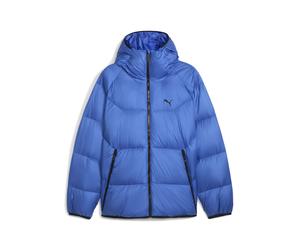 Daunenjacke PUMA "Daunen-Pufferjacke mit Kapuze Herren", Herren, Gr. S, blau (mountain blau), Obermaterial: 100% Polyester. Futter: 100% Polyester. Füllung: 10% Federn, 90% Entendaunen. Kapuzenfüllung