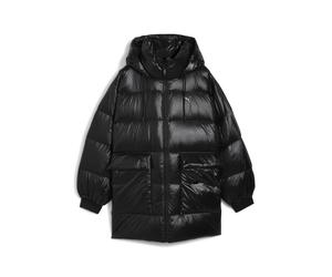 Daunenjacke PUMA "Style Daunenjacke mit Kapuze Damen", Damen, Gr. XL, schwarz, Obermaterial: 100% Nylon; Futter: 100% Polyester; Füllung: 10% Federn, 90% Entendaunen; Kapuzenfüllung: 100% Polyester; R