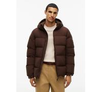 Daunenjacke TOMMY HILFIGER "DOWN HOODED PUFFER JKT", Herren, Gr. S, braun (schwarz coffee), Web, Obermaterial: 100% Polyester. Futter: 100% Polyester. Füllung: 90% Daunen, 10% Federn, regular fit norm