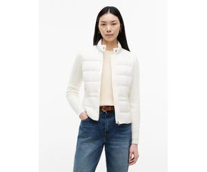 Daunenjacke TOMMY HILFIGER "LW DOWN KNIT MIX JACKET", Damen, Gr. S (36/38), weiß (ivory silk), Steppware, Obermaterial: 100% Nylon. Futter: 100% Nylon. Füllung: 100% Daunen, unifarben, regular fit nor