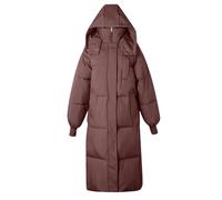 Daunenmantel Damen Lang Freizeit Damenjacken Mit Taschen Daunenmantel Leicht Daunenjacken Warm Puffer Steppjacke Steppmantel Damen-Mäntel Kaffee M