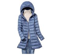 Daunenmantel Damen Leichte Packbare Wintermantel Lang Zipper Steppjacke Frauen Mit Abnehmbare Kapuze Winterjacke Warm Steppmantel Rollkragen Mit Taschen Puffer Jacke Outdoor Mantel Winter