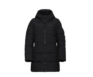 Daunenmantel JACK WOLFSKIN "FROZEN PALACE LONG JKT W RDS", Damen, Gr. L, schwarz, Obermaterial: 100% Polyester. Futter: 100% Polyester. Wattierung: 90% Entendaune, 10% Federn, hüftbedeckend, Mäntel Da