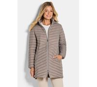 Winterjacke GOLDNER "Kurzgröße Gefütterter langer Mantel mit Kapuze", Damen, Gr. 25, beige (taupe), Obermaterial: 100% Polyamid PA., Modisch, gerade, Jacken Winterjacke, mit femininer Steppung (168556
