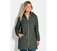 Daunenmantel mit femininer Steppung grün 42
