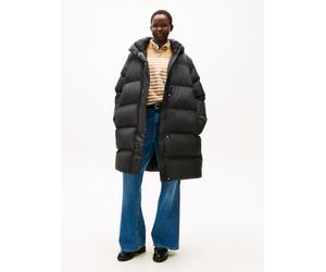 Daunenmantel TOMMY HILFIGER CURVE "CRV MODERN DOWN REG COAT", Damen, Gr. 52, schwarz, Steppware, Obermaterial: 100% Polyester. Futter: 100% Polyamid. Wattierung: 100% Daunen, unifarben, Mäntel Daunenm