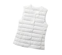 Daunenweste Damen Leicht Leichte Daunen Steppweste Kurz Gilet Ärmellose Puffer Weste Westen Frauen Aermellose Wattierte Gesteppte Weste Stepp Jacke Ärmellos Damen Herbst Winter Große Größen Weiß M