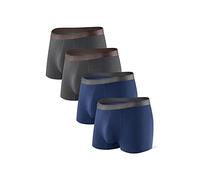 DAVID ARCHY Boxershorts Bambus Herren Retroshorts mit Bulge 3D Tasche Unterhosen Atmungsaktive Ultraweiche Basic Mehrfachpackung 4er Pack