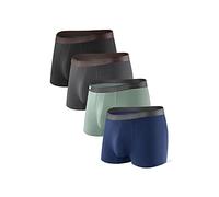 DAVID ARCHY Boxershorts Bambus Herren Retroshorts mit Bulge 3D Tasche Unterhosen Atmungsaktive Ultraweiche Basic Mehrfachpackung 4er Pack