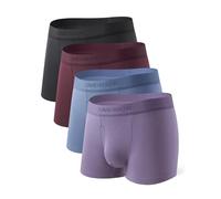 DAVID ARCHY Boxershorts Herren Modal Unterwäsche 4-Wege-Stretch Retroshorts Klassische Länge Ultraweich Atmungsaktiv Seidig Weich Unterhosen Männer Lounge Schlafen Alltagskleidung 4 Pack