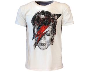 David Bowie Halftone Flash Face T-Shirt - Offizielles Merchandise S Weiß