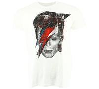 ROCKS OFF Herren David Bowie Halftone Flash T-Shirt, weiß, S