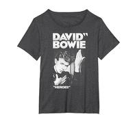 David Bowie - Kühne Helden T-Shirt, Damen Große Größen, Anthrazit Meliert, 1X