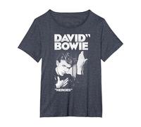 David Bowie - Kühne Helden T-Shirt, Damen Große Größen, Blau Meliert, 1X