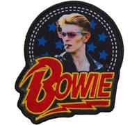 David Bowie Mehrfarbiges Gewebtes Raucher-Aufnäher Logo, Poster, bedruckt, Rauchen, Sterne, 10.0 cm x 7.5 cm, 1 Stück
