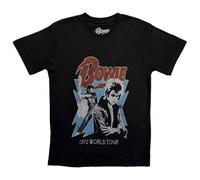 David Bowie T Shirt Distressed 1972 World Tour Poster Ziggy offiziell Herren XL