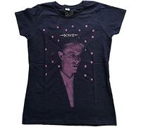 David Bowie T Shirt Dots Logo Nue offiziell Damen Skinny Fit Navy Blau XL