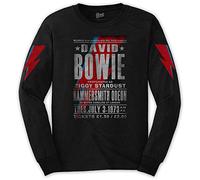 David Bowie - T-Shirt Maniche Lunghe # S Unisex Black # Hammersmith Odeon
