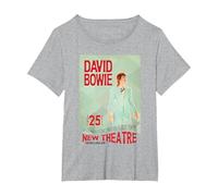David Bowie Ziggy Stardust Neues Theater Oxford, England 1973 T-Shirt, Damen Große Größen, Grau Meliert, 1X