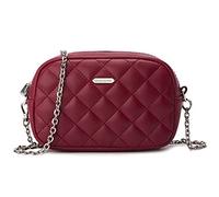 David Jones - Dämen Kleine Umhängetasche - Mini Crossbody Bag PU Leder - Handtasche 2 Fächern mit Reißverschluss - Gesteppte Tasche Kette Schultertasche - Abendtasche Elegant Stilvoll - Rot