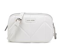 David Jones - Dämen Kleine Umhängetasche - Mini Crossbody Bag PU Leder - Handtasche 2 Fächern mit Reißverschluss - Gesteppte Tasche Kette Schultertasche - Abendtasche Elegant Stilvoll - Weiß