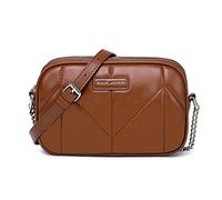 David Jones - Dämen Kleine Umhängetasche - Frau Mini Handtasche PU Leder - Handy Tasche Multi Taschen Reißverschluss - Kette Crossbody Bag Viele Fächer - Abendtasche Clutch Party Elegant - Braun