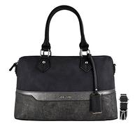 David Jones - Damen Bowling Handtasche - Frau Henkeltasche Gestreift PU Leder - Elegante Tasche Mittelgroße - Shopper Schultertasche Mehrfarbig Streifen - Umhängetasche Mode Alltags - Schwarz