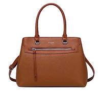 David Jones - Damen Handtasche Elegante - Henkeltasche PU Leder - Stilvolle Schultertasche Shopper Tasche Frau - Klassische Tote Bag Viele Fächer & Taschen - Umhängetasche Alltag Arbeit - Cognac Braun