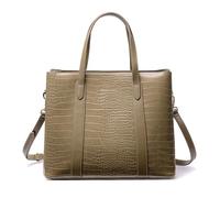 David Jones - Damen-Handtasche, PU-Leder, Krokodilmuster, elegant, Schultertasche, Umhängetasche, mittlere Kapazität, Shopper 3 Fächer, modisch, schick, trendig, Braun / Taupe