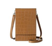 David Jones - Damen Handy Umhängetasche - Handytasche PU Leder Telefon Kleine Tasche Frau - Schultertasche Mini Handtasche Crossbody Bag - Abendtasche Alltag Mode Elegant Reise Arbeit - Braun Kroko