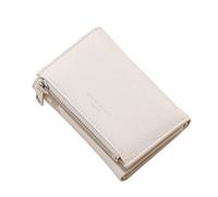 David Jones - Damen Kleine Geldbörse PU Leder - Portemonnaie Geldbeutel Frau Elegant - Kartenetui Kartenhalter Brieftasche Wallet mit Münzfach & Reißverschluss - Praktisch Kompakt Alltag - Beige