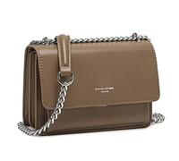 David Jones - Damen Kleine Umhängetasche - Crossbody Bag PU Leder Frau - Ketten Handtasche Mini Tasche Klappe - Elegante Schultertasche Mode Abendtasche - Alltag Reise Schick Stilvoll - Taupe Braun