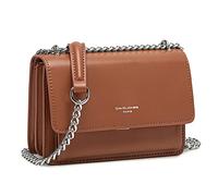 David Jones - Damen Kleine Umhängetasche - Crossbody Bag PU Leder Frau - Ketten Handtasche Mini Tasche Klappe - Elegante Schultertasche Mode Abendtasche - Alltag Reise Schick Stilvoll - Cognac Braun