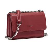 David Jones - Damen Kleine Umhängetasche - Crossbody Bag PU Leder Frau - Ketten Handtasche Mini Tasche Klappe - Elegante Schultertasche Mode Abendtasche - Alltag Reise Schick Stilvoll - Weinrot