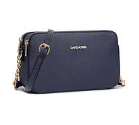 David Jones - Damen Kleine Umhängetasche - Crossbody Bag PU Leder - Reißverschluss Tasche mit 3 Fächern - Elegante starre Handtasche Stilvolle Abendtasche - Schultertasche Alltag Modisch - Dunkelblau