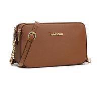 David Jones - Damen Kleine Umhängetasche - Crossbody Bag PU Leder - Reißverschluss Tasche mit 3 Fächern - Elegante starre Handtasche Stilvolle Abendtasche - Schultertasche Alltag Modisch Cognac Braun