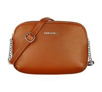 David Jones - Damen Kleine Umhängetasche - Crossbody Bag PU Leder - Tasche 3 Fächer mit Reißverschluss Frau - Elegante Schultertasche Klassische Handtasche - Modisch Alltag Arbeit Reise - Cognac Braun