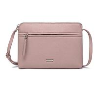 David Jones - Damen Kleine Umhängetasche - Flache Handtasche PU Leder Frau - Elegante Tasche Klassische Crossbody Bag - Einfache Abendtasche Mehrere Taschen - Alltag Reise Shopping Party - Rosa