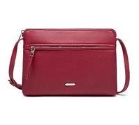 David Jones - Damen Umhängetasche - Kleine Flache Handtasche PU Leder - Tasche Klassiche Elegante Beuteltasche Reise Shopping Handytasche Arbeit Clutch Party - Rot